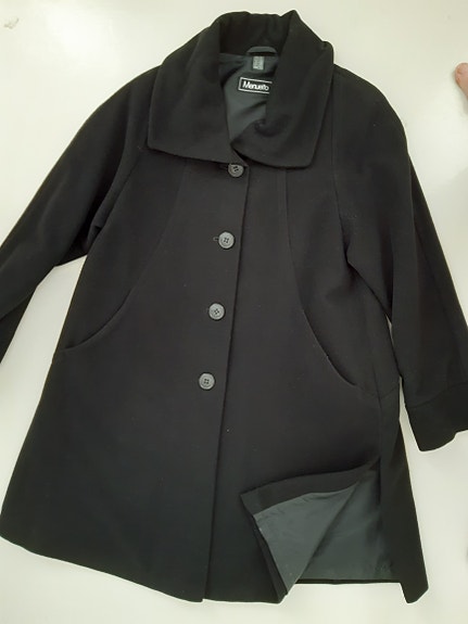 Musta villakangastakki/ulsteri, Menuetto, vintage, koko 36/38