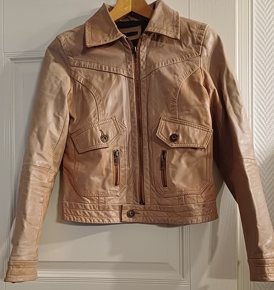Vintage, aito nahkatakki, -pusakka, M, beige, China