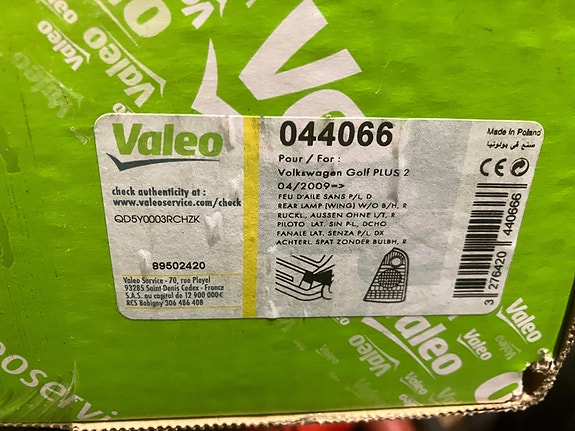 VW Golf Plus Oikea Ulompi Takavalo Valeo 09-