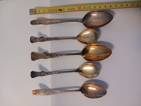 Alpakka lusikka, 5 kpl, paino 87 g