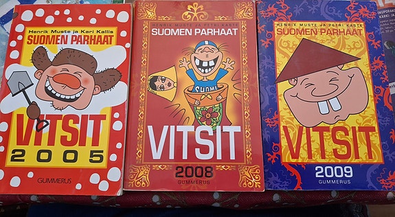Vitsikirjat 3 kpl . Hinta yht.5€