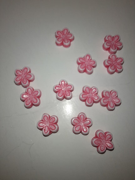 Pinkki kukka helmi 12 kpl