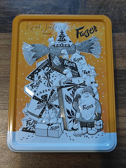 Loppuunmyyty Muumi & Fazer keräily peltirasia