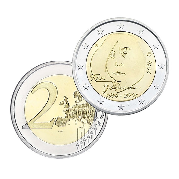 Tove Jansson 2,- euron kulkenut kolikko Suomi 1414-2001.