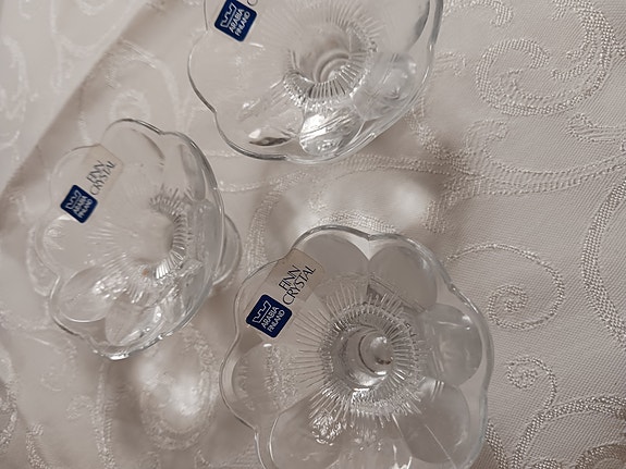 Desing  Kerttu Nurminen vintage 3 kpl ARABIA FINN CRYSTAL Leinikki