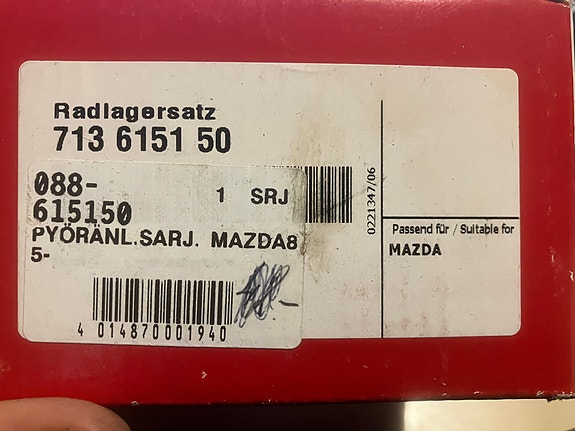 Mazda 121/323 BF/BW Etupyöränlaakeri FAG 8/85-95
