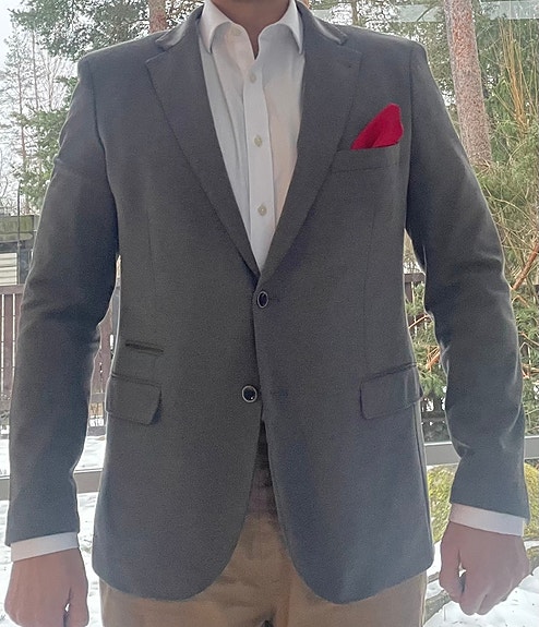 Miesten harmaa pikkutakki / koko XXL (noin 56 tailored fit)
