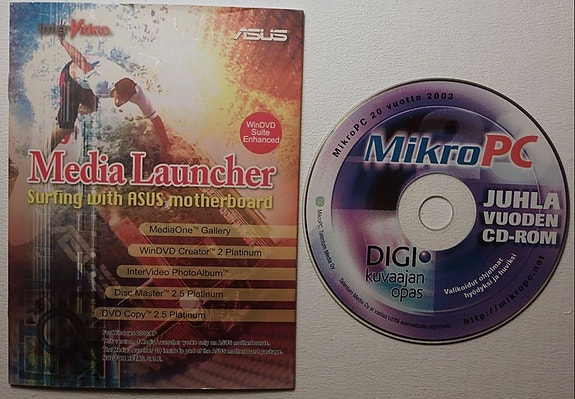 Media launcher ja Mikro PC ohjelmisto cd:t