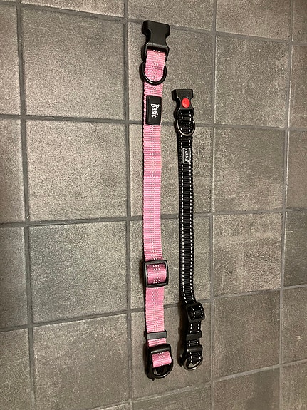 Pinkki ja musta kaulapanta koiranpennulle tai pienelle koiralle (2 kpl)