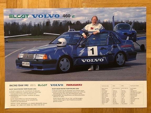 Esite Elcat Volvo 460 Racing Team Finland 1993 sähköauto