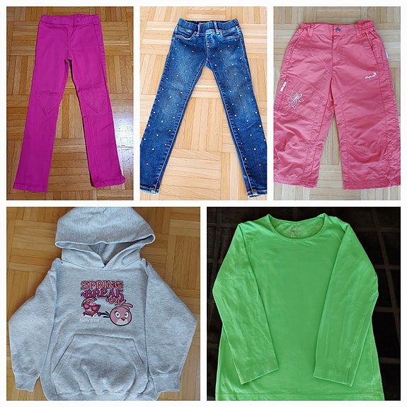 Tyttöjen leggins jeans / farkut, huppari, paita 110 cm