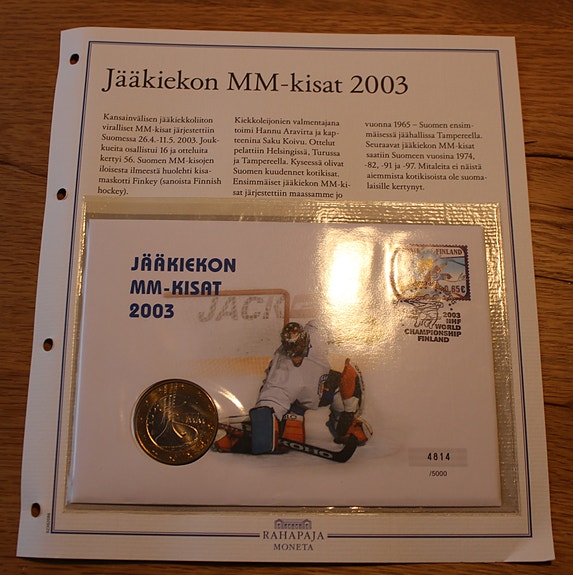 Jääkiekon MM-kisat 2003 juhlaraha, rahakirje