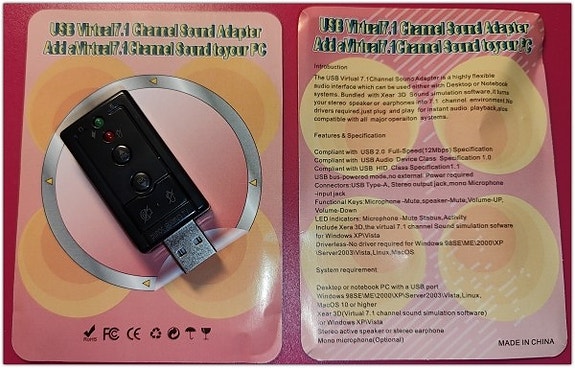 USB-äänikortti / 7.1 virtual surround äänisovitin