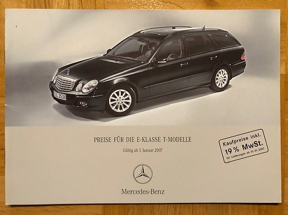 Hinnasto ja lisävarusteet Mercedes S211 E-sarja 2007 - esite