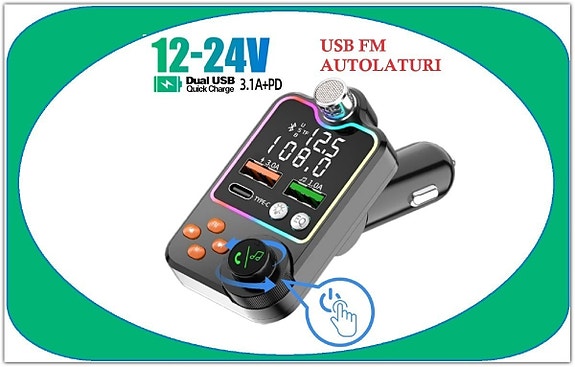 Uusi nivelletty USB FM autolaturi - näytöllä auton akun jännite ja radiotaajuus