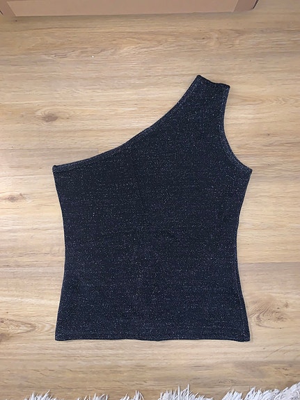 Yksiolkaiminen vintage glitter toppi