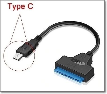 2.5 SATA - USB Type-C 7+15pin kovalevyn sovitin