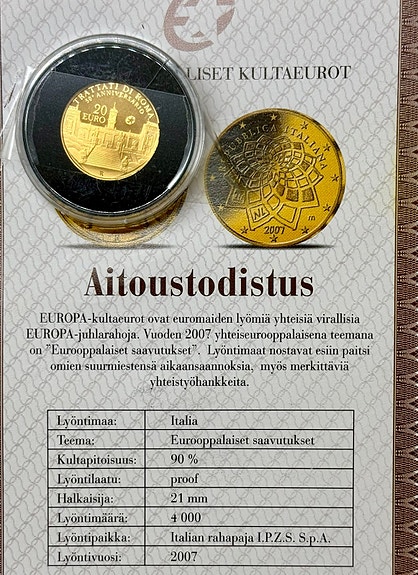 Kultaraha harvinainen 20€ 2007