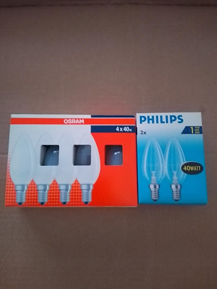 Osram/Philips kynttilälamppuja 40w