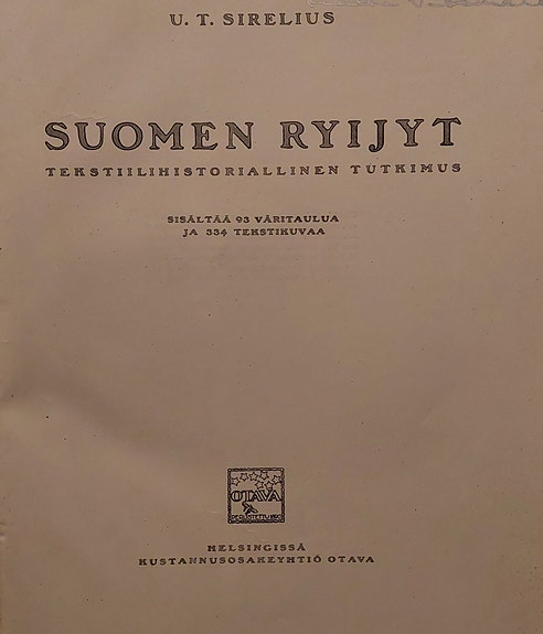 U. T. Sirelius: Suomen ryijyt