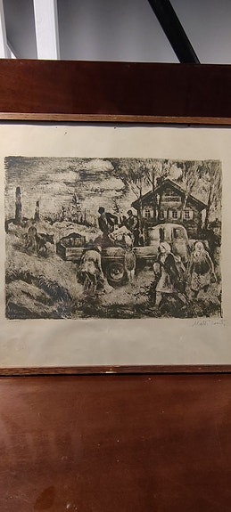 Litografia Matti Visanti aihe Kotiinpaluu