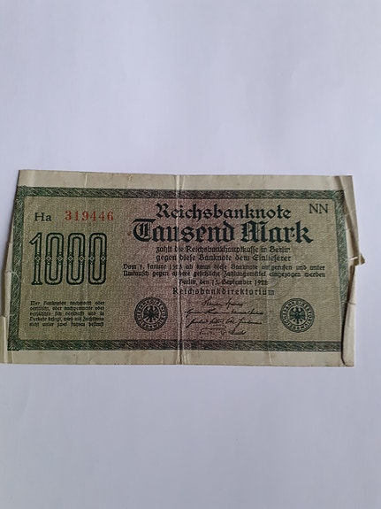 1000 markan seteli v. 1922 Saksa