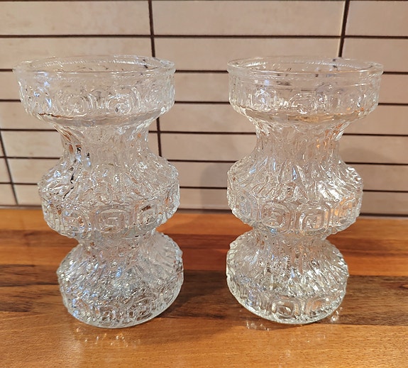 Lasimaljakot vintage 1960-luku 2 kpl Oberglas Hyasintti lysteri