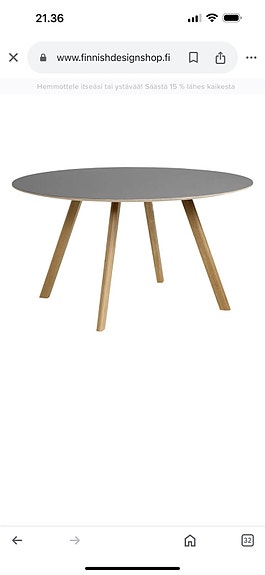 Hay ruokapöytä 140cm, tammi-harmaa