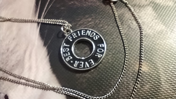 Vanha siistikuntoinen "Best friends for ever" -kaulakoru