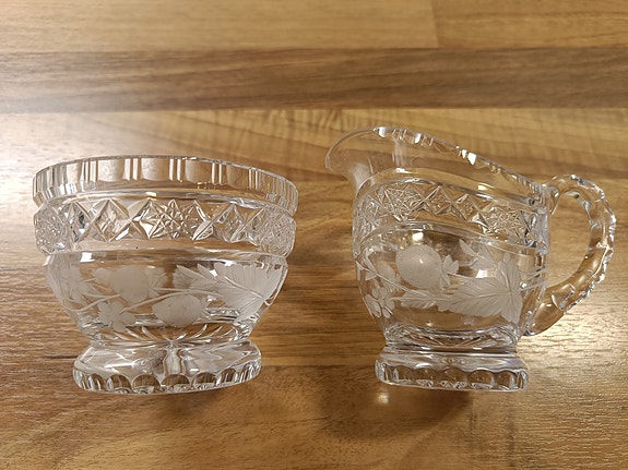Riihimäen lasi Virpi kristalli sokerikko ja kermakko