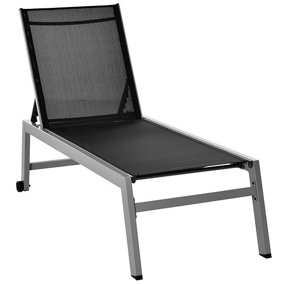 Outsunny aurinkotuoli 5-vaiheinen selkänoja, alumiini, musta, 202 x 65 x 43 cm