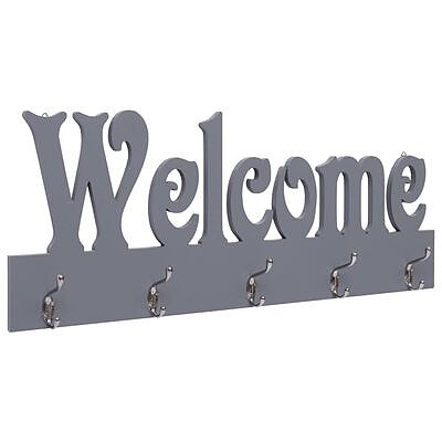 vidaXL Seinälle kiinnitettävä naulakko WELCOME harmaa 74x29,5 cm(sku284248