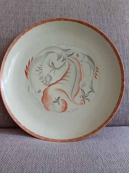 Aune Siimes 1930 Arabia Uniikki Art Deco Harvinainen Seinälautanen Kubismi