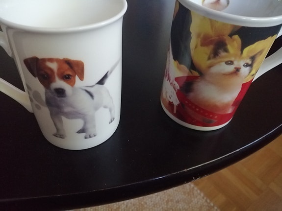 Koira ja kissa mukit