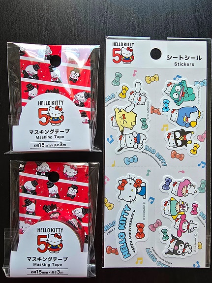 Sanrio Hello Kitty 50th Anniversary washit ja tarrat