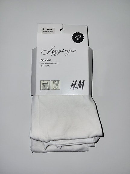 1 kpl H&M valkoiset legginsit koko L, 60 den