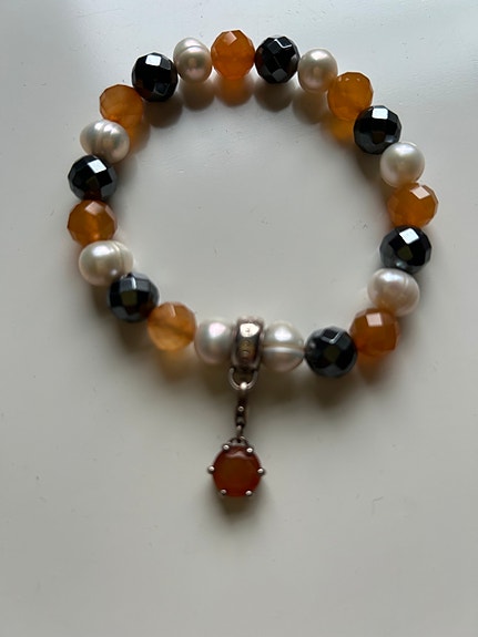 THOMAS SABO AITO akaatti hematiitti helmi rannekoru+Charm akaatti riipus