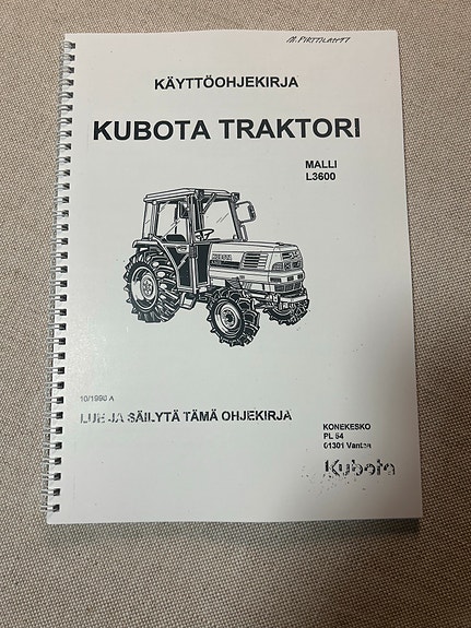 Käyttöohjekirja Kubota Traktori Malli L3600