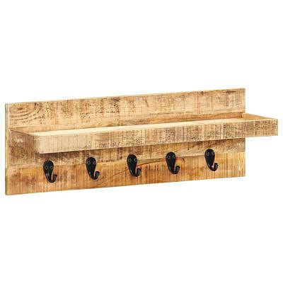 vidaXL Seinälle kiinnitettävä naulakko 60x15x20 cm karkea mangopuu(sku286469