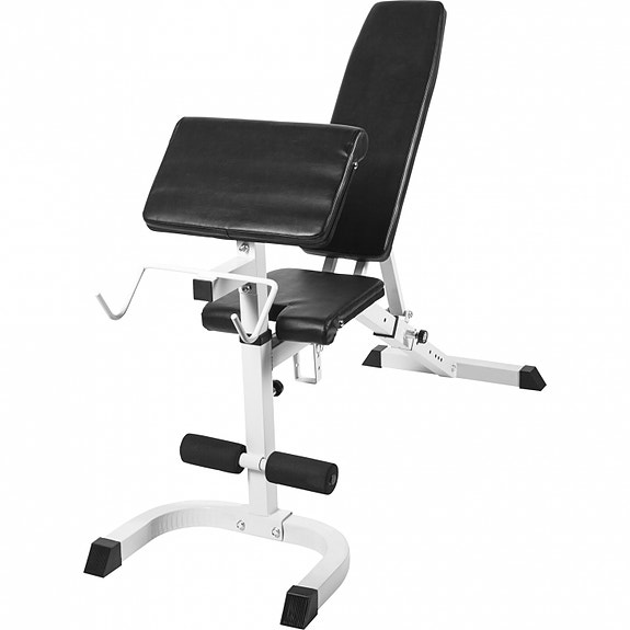Säädettävä Vinopenkki Hauispenkillä 153cmx55cmx55-190cm Max. 280kg Valkoinen