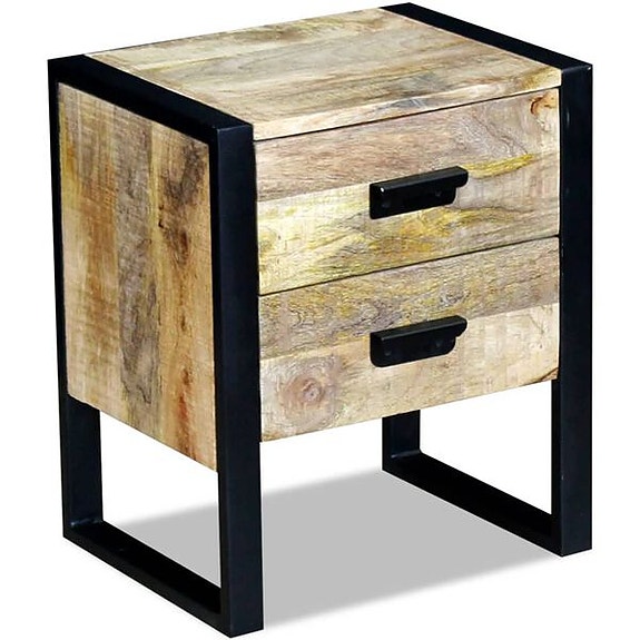 vidaXL Sivupöytä 2 Laatikolla Täysi Mangopuu 43x33x51 cm(sku43233