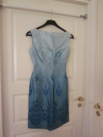 Vintage liukuväri sininen juhlamekko 50-60-luku XS S