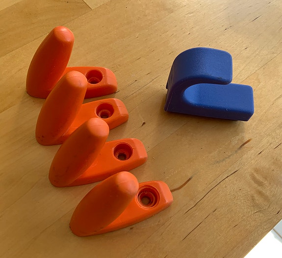 5 x iloinen koukku / seinäkoukku / vaatekoukku , oranssi ja lila