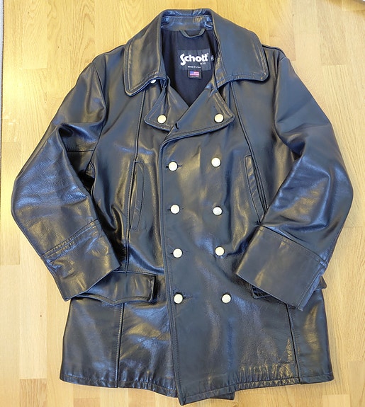 Schott NYC nahkatakki Double breasted military leather jacket 650 koko L-XL