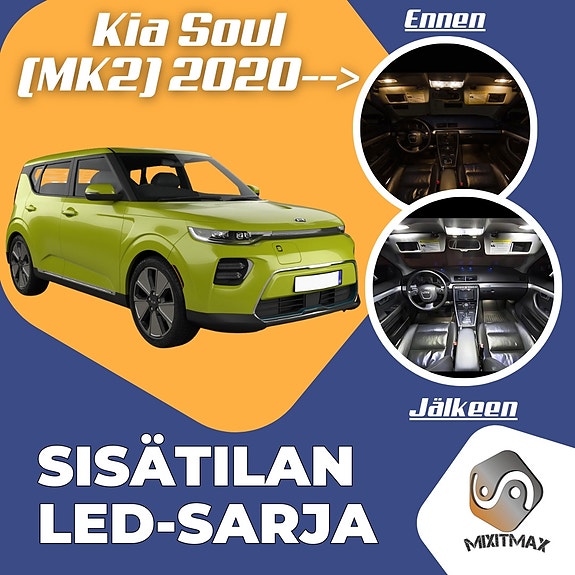 Kia e-Soul (MK2) Sisätilan LED -muutossarja – 8 kpl – Plug & Play