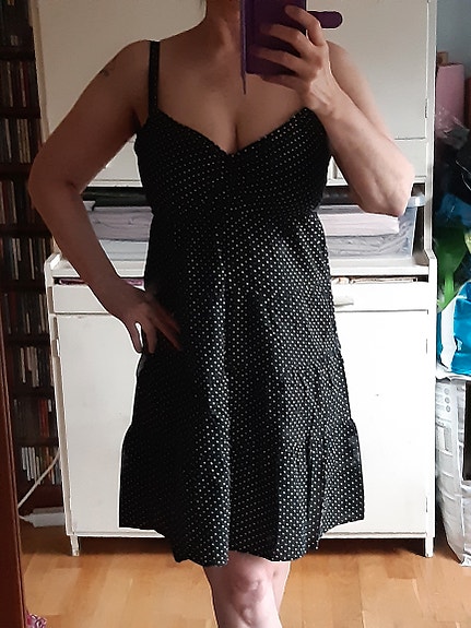Puuvillainen Fransa polka dot -mekko M/L