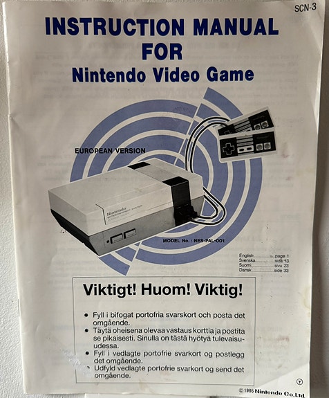 Nintendo 8bit manuaali
