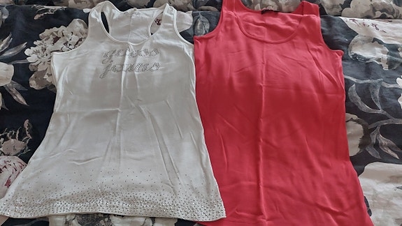 Guess valkoinen toppi sekä uusi punainen Lindex toppi L-XL