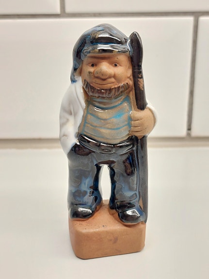 Vintage kalastaja figuuri