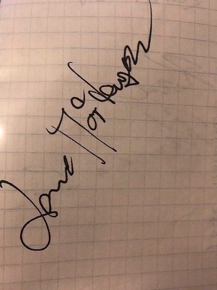 Lasse Mårtenson nimikirjoitus paperilla